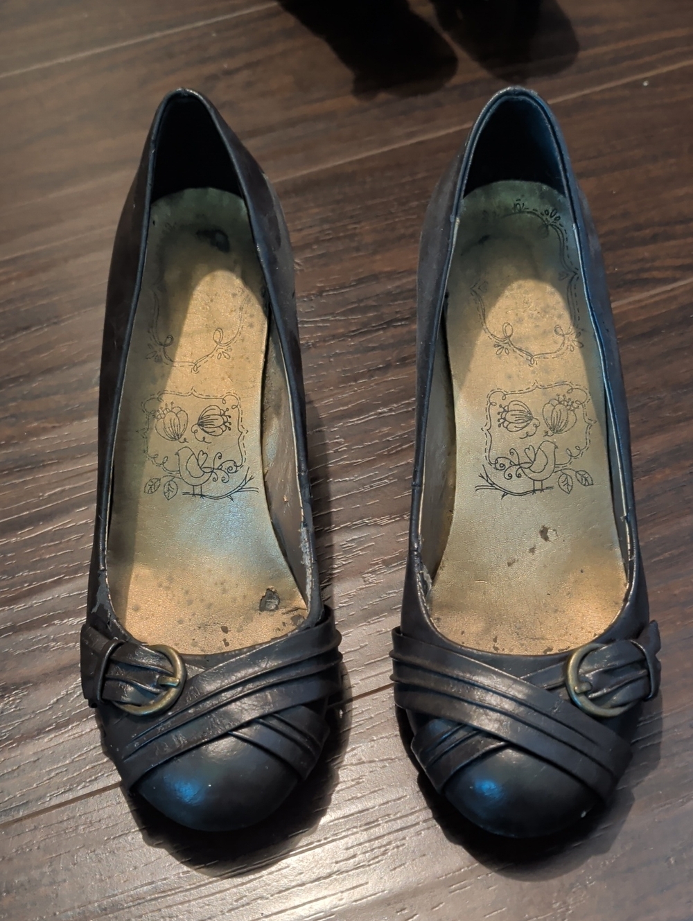 Jellypop Women's Brown Heels with Buckle Accent